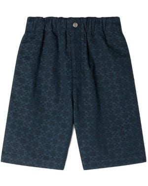 Sandro Square Cross Denim Shorts - Blue