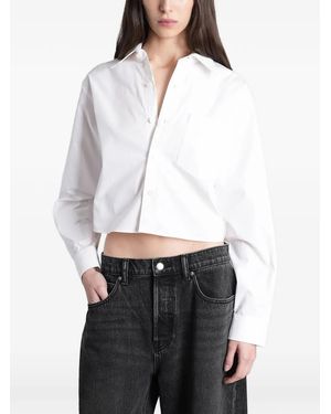 Alexander Wang Cropped Logo-Embroidered Shirt - White