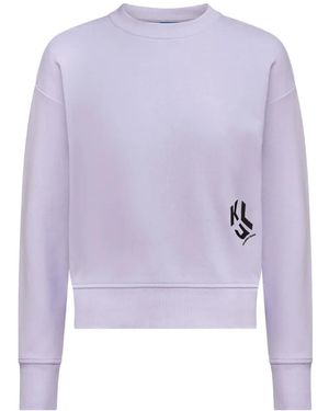 KARL LAGERFELD Logo-Print Drop-Shoulder Sweater - Purple