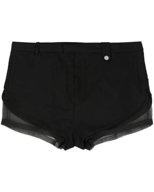 Egonlab Sheer Paneling Wool Mini Shorts - Black