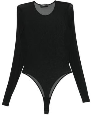 Wardrobe NYC Sheer Long-Sleeve Bodysuit - Black