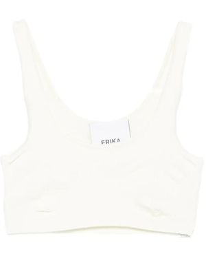 Erika Cavallini Semi Couture Ribbed Crop Top - White