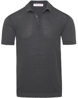 Orlebar Brown Burnham Textured Silk-Cotton Polo Shirt - Black
