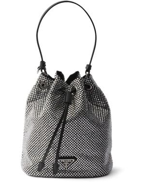 Prada Bolso bombonera con detalles de cristal - Gris