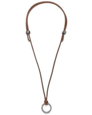 Brunello Cucinelli Leather Ring Necklace - Multicolor