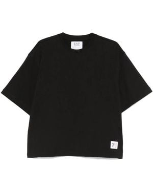 EA7 Katoenen T-Shirt Met Grafische Print - Zwart