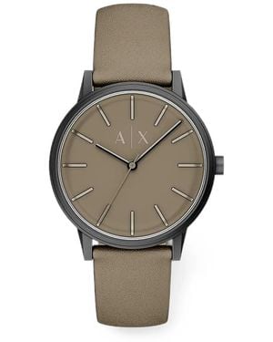 ARMANI EXCHANGE Cayde Leather-Strap 42Mm Watch - Grey