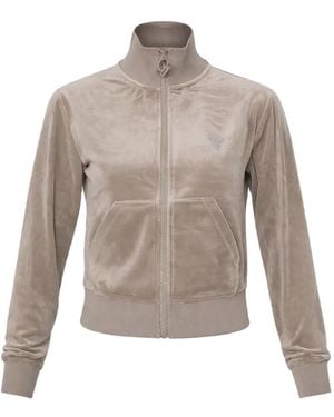 Guess Zip-Fastening Velvet Jacket - White