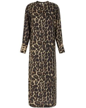 Alberto Biani Animal-Print Silk Maxi Dress - White