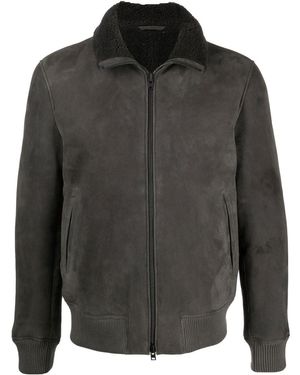 Closed Lambskin Shearling Bomber Jacket - Gray
