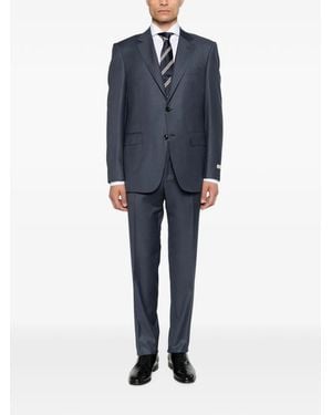 Canali Traje Con Solapas De Muesca - Azul