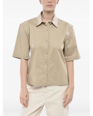 Thelatest Jewel-Button Poplin Blouse - Natural
