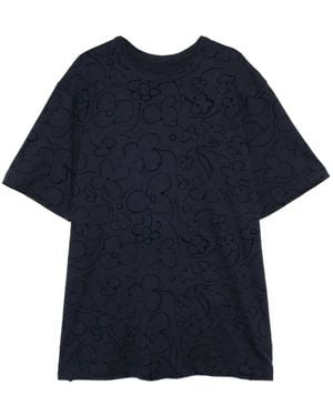 JNBY Flocked Floral-Print T-Shirt - Blue