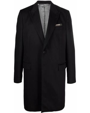 Billionaire Logo Single-Breasted Cashmere Coat - Black