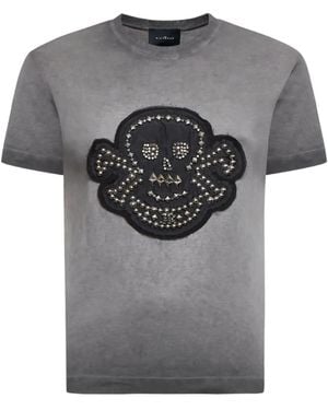 John Richmond Skull-Embellished T-Shirt - Grey