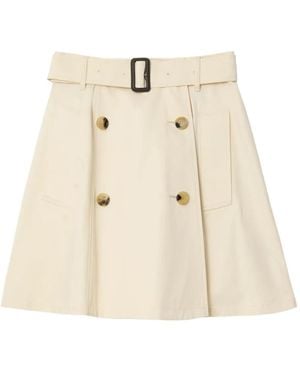 Burberry Buckle-Belt Mini Skirt - Natural
