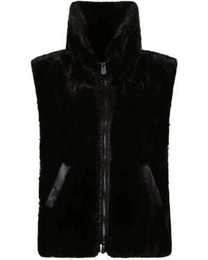 Pinko Faux-Fur High-Neck Gilet - Black