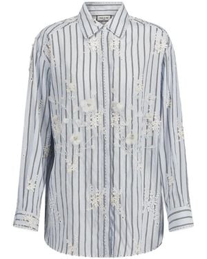 Paul & Joe Floral-Embroidered Striped Shirt - White
