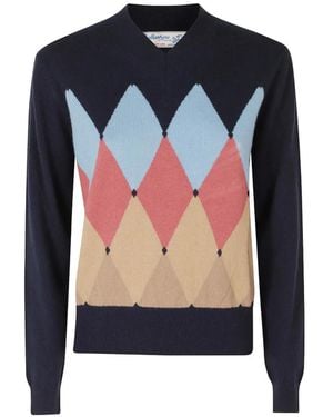 Ballantyne V-Neck Sweater - Blue