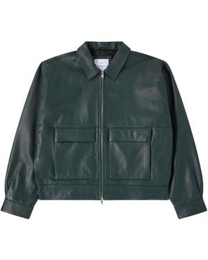 Edwin Dogma Zip-Front Leather Jacket - Green