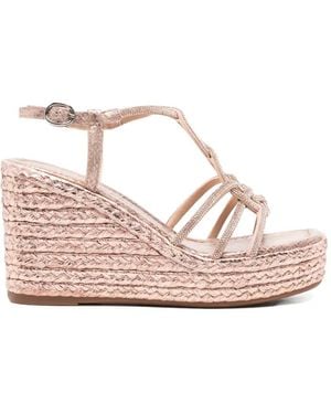 Alma En Pena. Crystal-Embellished Wedge Sandals - Pink