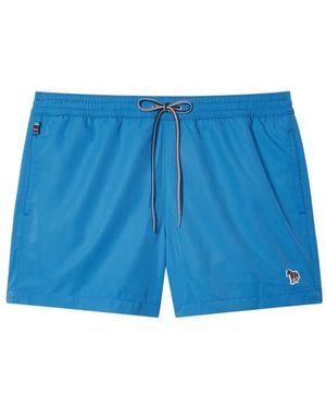 Paul Smith Zebra-Patch Drawstring Swim Shorts - Blue