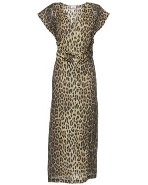 Moschino Leopard-Print Belted Maxi Dress - Green