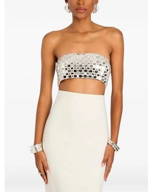 retroféte Esmerelda embellished strapless dress - Blanco