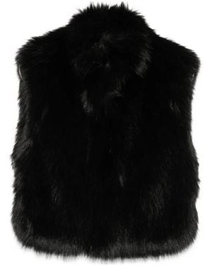 Patrizia Pepe Faux-Fur High-Neck Gillet - Black
