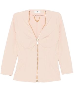 Elisabetta Franchi Corset-Style Zip-Up Jacket - Pink