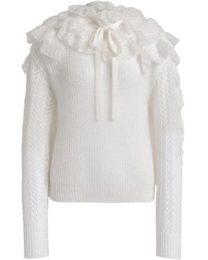 Alberta Ferretti Jersey con volantes - Blanco