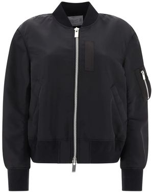 Sacai Bomber Con Colletto Stile Baseball - Nero