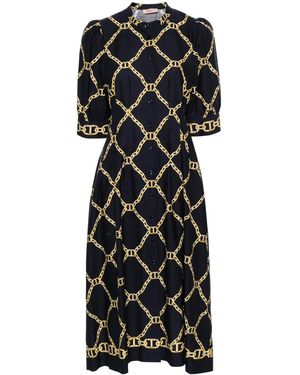 Twinset Chain-Ling Print Midi Dress - Black
