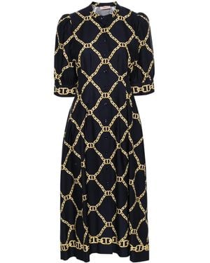 Twinset Chain-Ling Print Midi Dress - Black