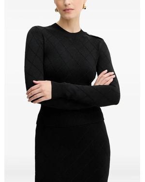 Marciano Pullover mit Knöpfen in Rautenoptik - Schwarz