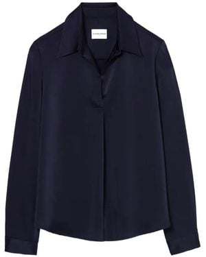 Claudie Pierlot Blouse Satinée À Manches Longues - Bleu