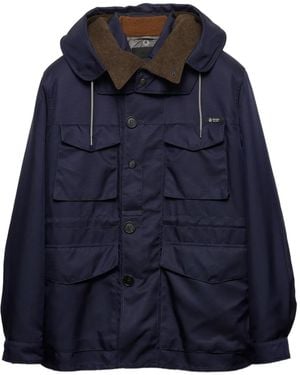 Prada Shirt-style Hooded Cotton Jacket - Blue