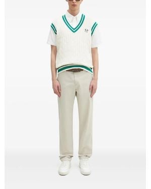 Fred Perry Cable-Knit V-Neck Jumper Vest - Natural