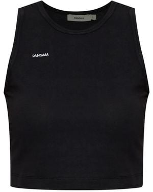 PANGAIA Logo-Print Cropped Top - Black