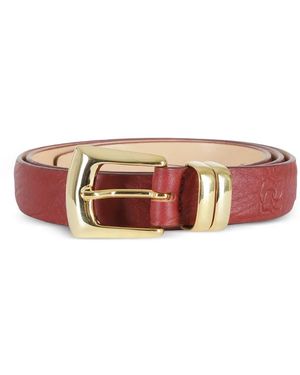Magda Butrym Logo-Debossed Grained Leather Belt - White