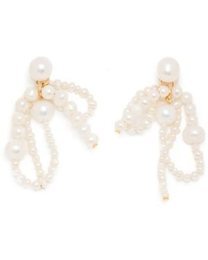 Completedworks Pendientes Largos Con Perla - Blanco