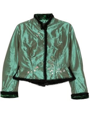 Shiatzy Chen Scape-Of-Curve Cropped Jacket - Green