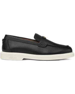 Versace Medusa Plaque Round Toe Loafers - White