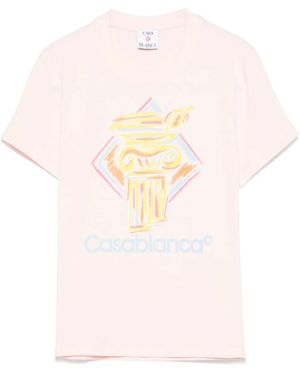 CASABLANCA Diamond Print T-shirt - ピンク