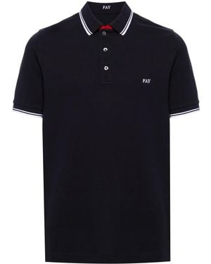 Fay Poloshirt Mit Gestreiften Rändern - Blau
