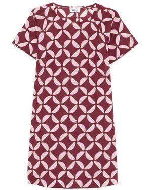 Niu Robe Courte À Imprimé Géométrique - Red