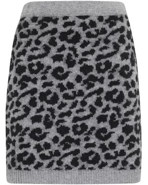 FEDERICA TOSI Leopard-print Knit Mini Skirt - Grey
