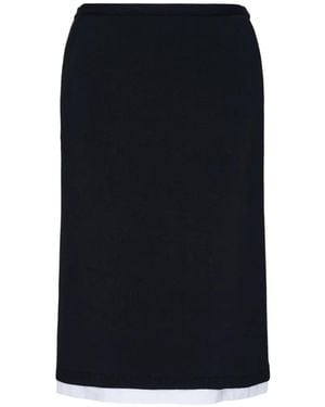N°21 Jupe En Maille À Finitions Superposées - Black