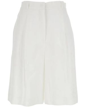 Max Mara Pleat-Detail Linen Shorts - White