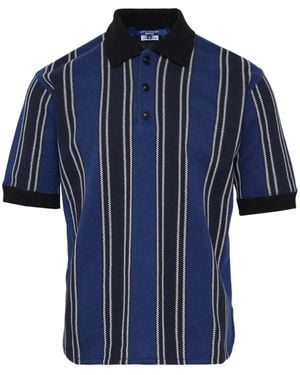 Junya Watanabe Striped Knit Polo Shirt - Blue
